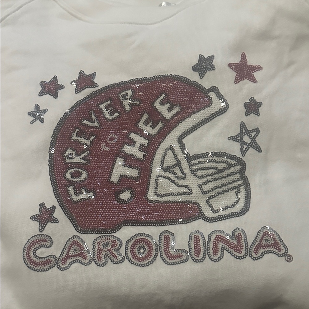 Stewart Simmons Carolina Sequin Sweatshirt - White and Garnet